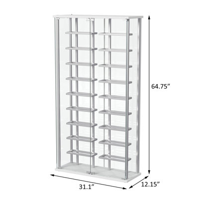 Vitrine en verre trempé avec rangement vitré à DEL chrome