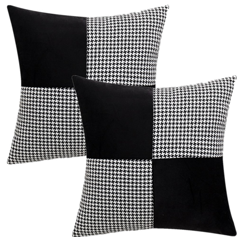  Ensemble de 2 housses de coussin en velours, Noir