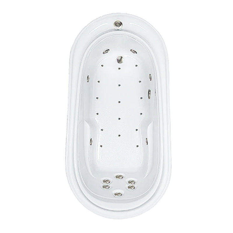 72" x 37" Elite Series Drop In Combination Acrylic Bathtub with Reversible Drain in White, White