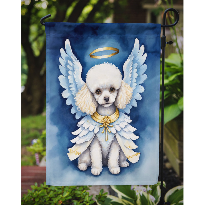 Drapeau de jardin blanc caniche My Angel