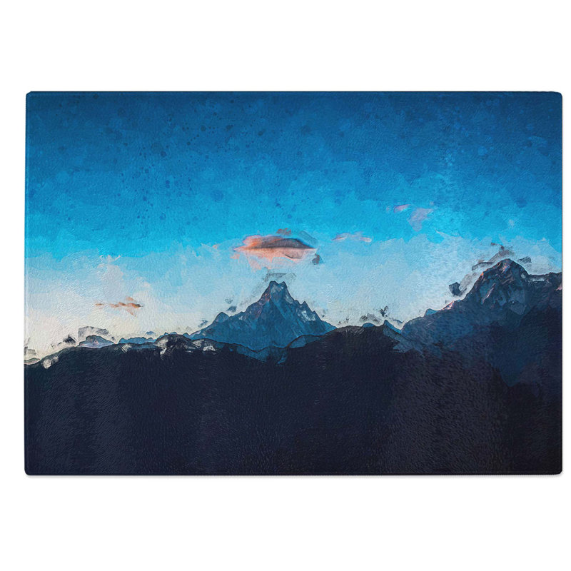 Glass Fishtail Mountain Nepal in Abstract Chopping Board, 39 cm W x 28.5 cm L