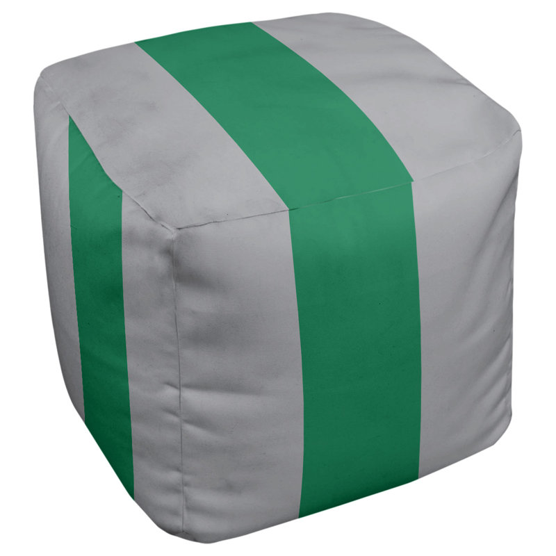 Upholstered Pouf, 18" H x 18" W x 18" D, Cool Gray/Green/Cool Gray, Vancouver
