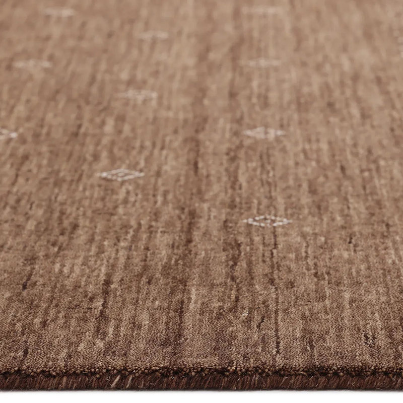 Simi Hand Knotted Cotton/Wool Southwestern Area Rug, Dark Brown, Rectangle 5' x 8'