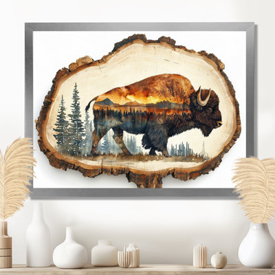 Marlison American Bison Portrait in Double Explosure Canyon III - Bison, art mural