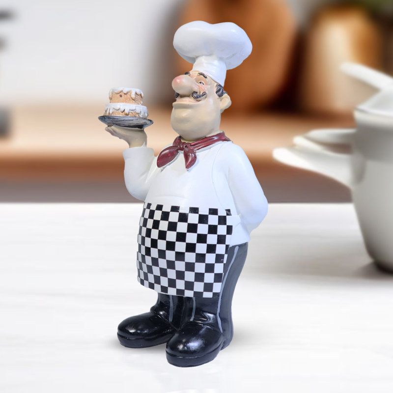 Statue décorative de chef boulangerie blanche 10 pouces 24 cm