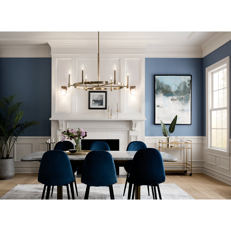 Lustre Tolani 6Lt, Laiton naturel brossé, H 20 po x l 34 po x P 34 po