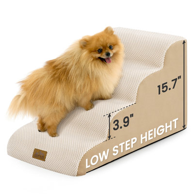 Gentle-Slope Pet Stairs / High-Density Foam Dog Steps Ramp + Supportive Ladder Design