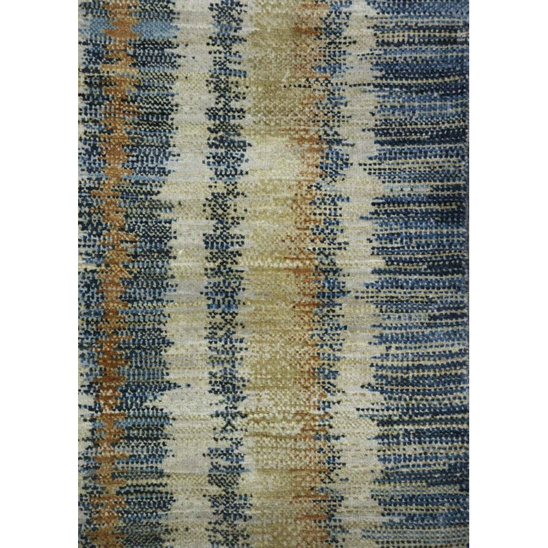 Striped Area Rug in Navy/Copper/GrayIvory, Rectangle 10'1" x 14'2"