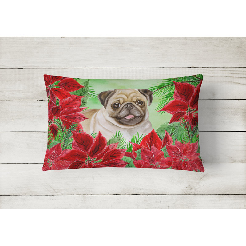  Coussin décoratif intérieur / extérieur Pug Poinsettas