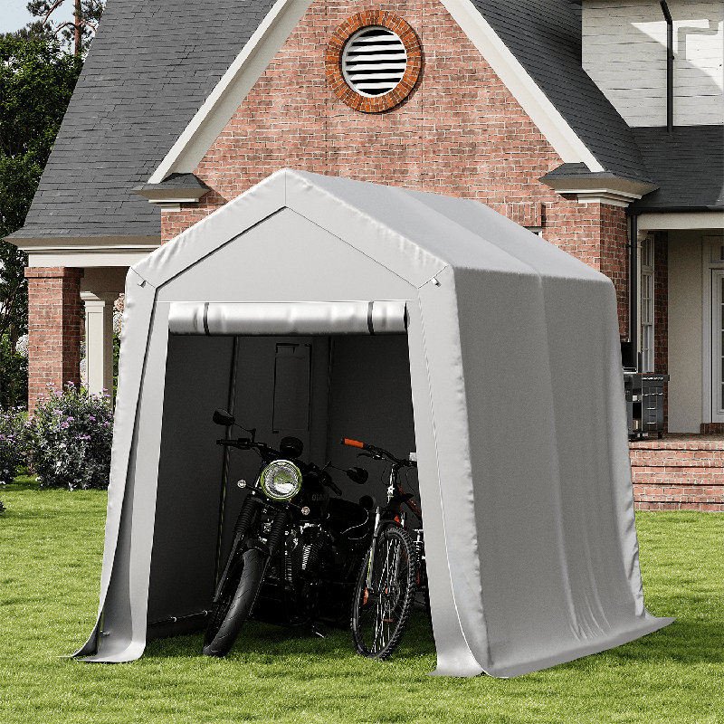 6 Ft. W X 8 Ft. D Polyethylene Portable Carport, Gray
