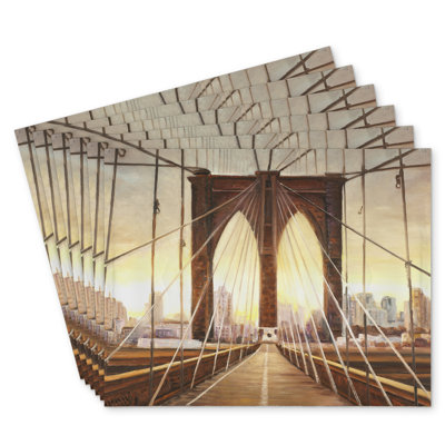 Sunset on the Brooklyn Bridge Polyester Eiver | Set of 6