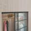 Porte de placard à cadre en acier noir avec verre trempé givré Collection Metro-106489212