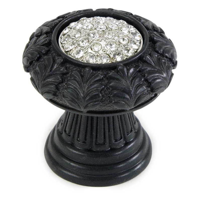 VERONA KNOB; CLEAR CRYSTAL;, Black, 1 3/8"