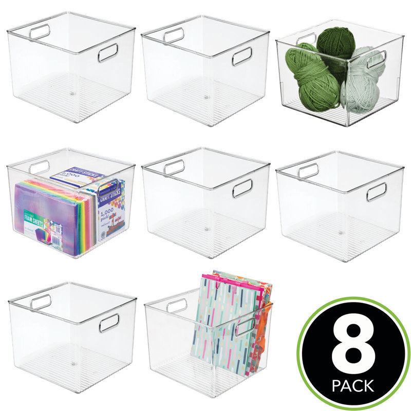 mDesign Art and Craft Plastic Storage Organizer Bin with Handles, Clear, 8