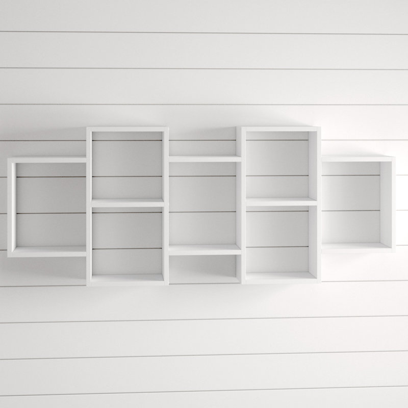 Wallaston 7 Piece Cube Shelf with Hooks, White