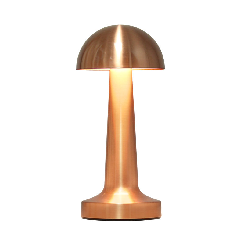 Copper Cordless Mini Metal Mushroom Desk Lamp with Touch Sensor