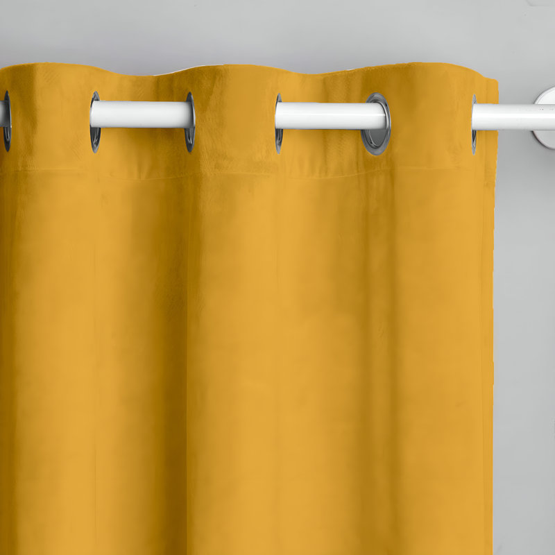 Reede Luxury Crushed Velvet Eyelet Curtains - Fully Lined, Heavy Plush Drapes, 168cm Width x 183cm Drop, Yellow