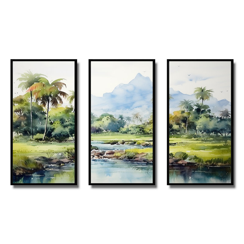 Paysage indonésien - Art mural Indonésie, H 28 po x l 36 po, Cadre flottant noir