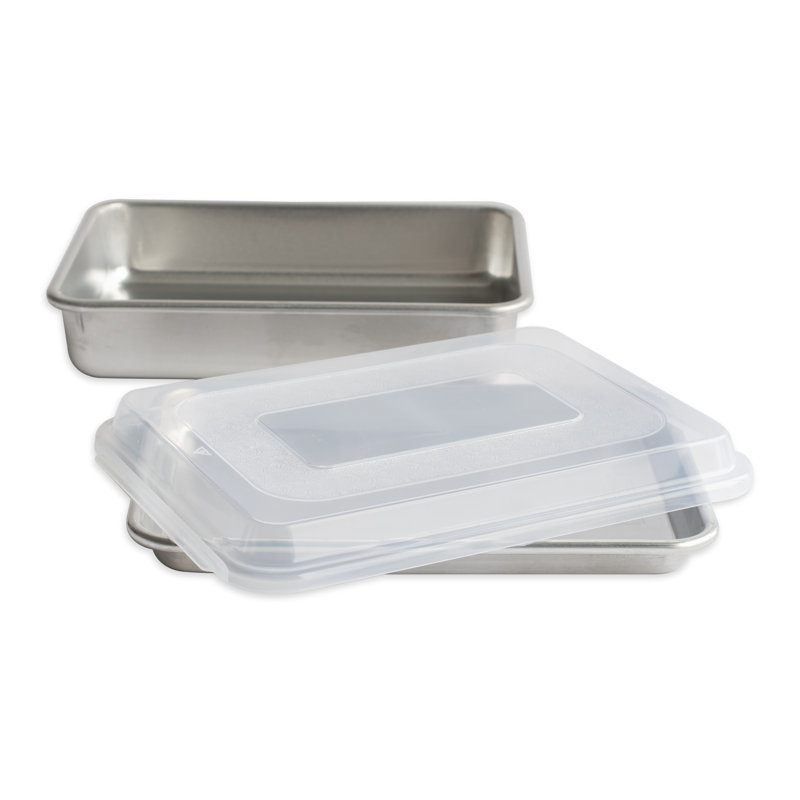 Natural Aluminum 3-Piece Baking Set with Plastic Lid