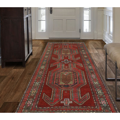 One-of-a-Kind 4'3 X 9'3 1980s Runner Wool Area Rug in