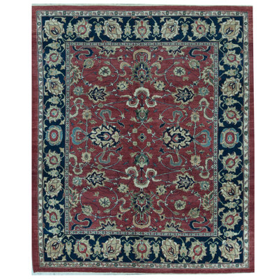 Tapis rouge et bleu noué à la main de haute qualité Sultanabad