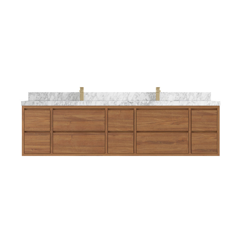 84'' Double Bathroom Vanity with Marble Top