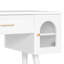 Meuble-lavabo blanc polyvalent avec charge, compartiments de rangement et table de maquillage de construction avec alimentation intégrée, armoires, conception détaillée