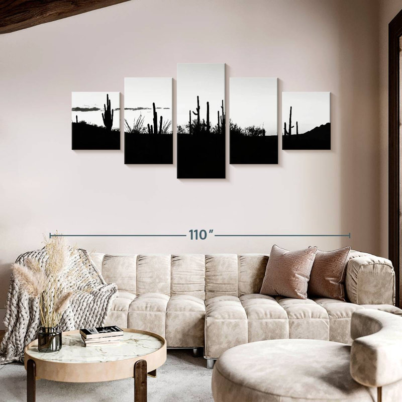Arizona noir - coucher de soleil cactus, H 42 po x l 92 po