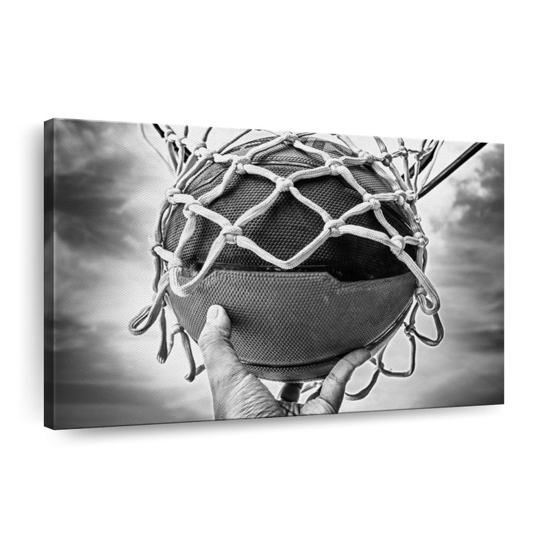 BW Basketball - impression sur toile tendue, H 24 po x l 36 po x P 1,25 po