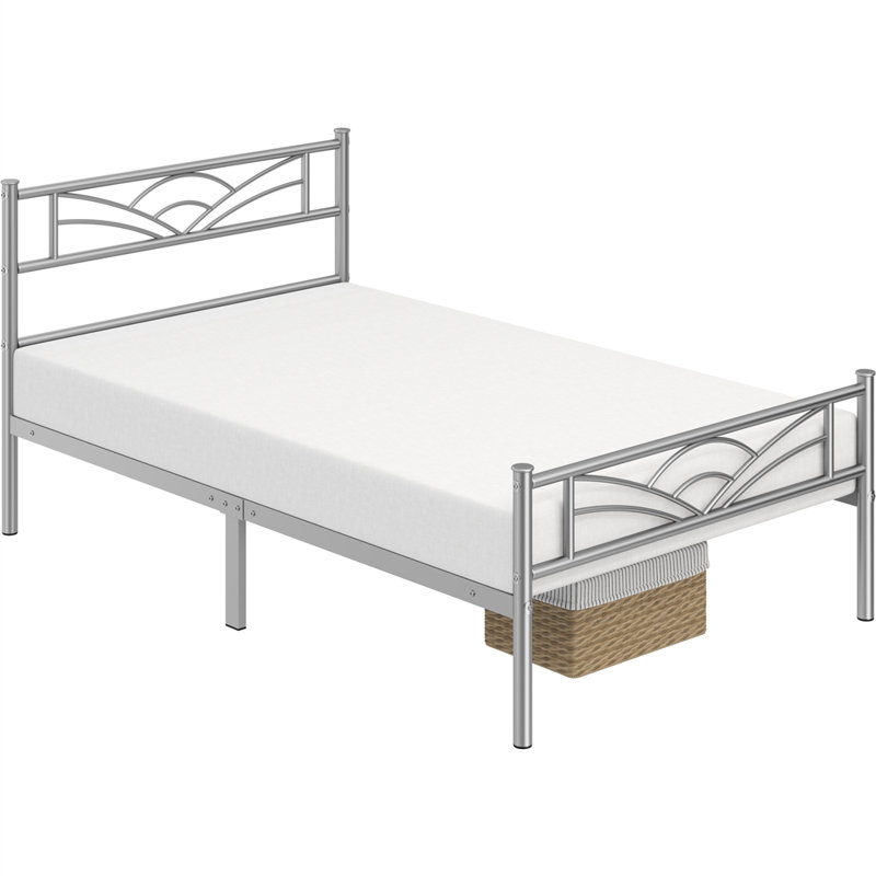 3Ft Single Metal Bed Frame, Single (3'), Silver