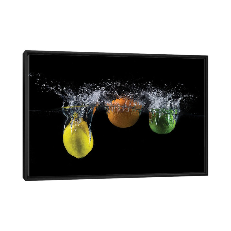 Triple Citrus Splash by Mogyorosi Stefan - Floater Frame Print on Canvas