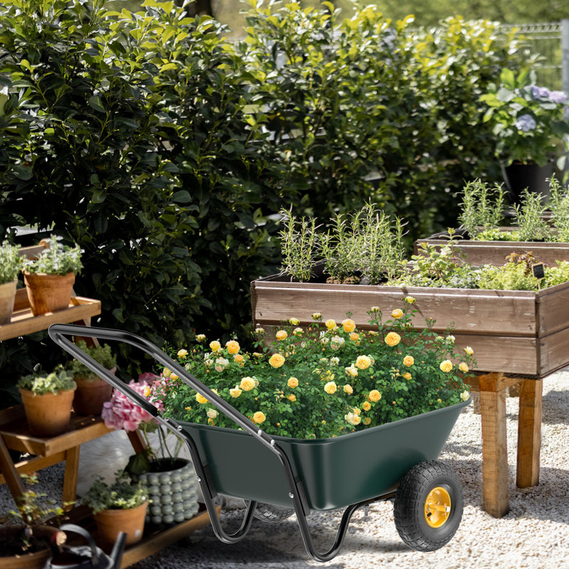 Chariot utilitaire Green Garden avec 2 roues en fer et une benne en plastique