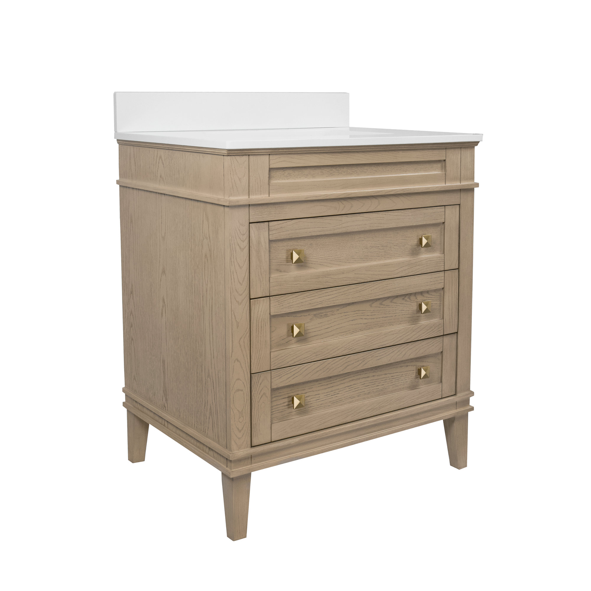 Frankfurt 30'' Single Bathroom Vanity, Engineered White, Greige Oak