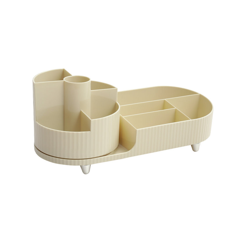 Nakayah Plastic 9 Compartment Makeup Organizer, Cream