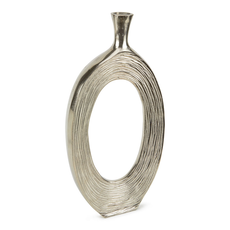 Braziel Handmade Metal Floor Vase, 18.25" H x 12.5" W x 2.25" D, Silver