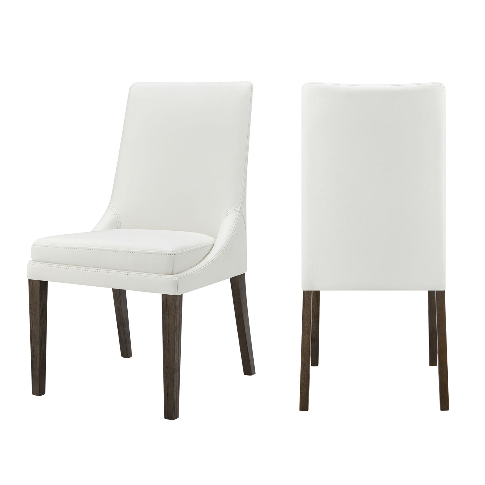 Niara Genuine Leather Parsons Dining Chair, White Genuine Leather