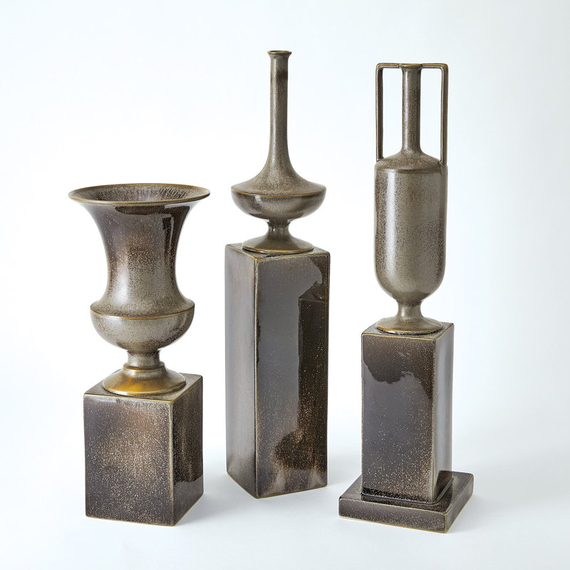 Vase piédestal réactif argenté