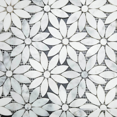 Daisy Flower Marble Mosaic