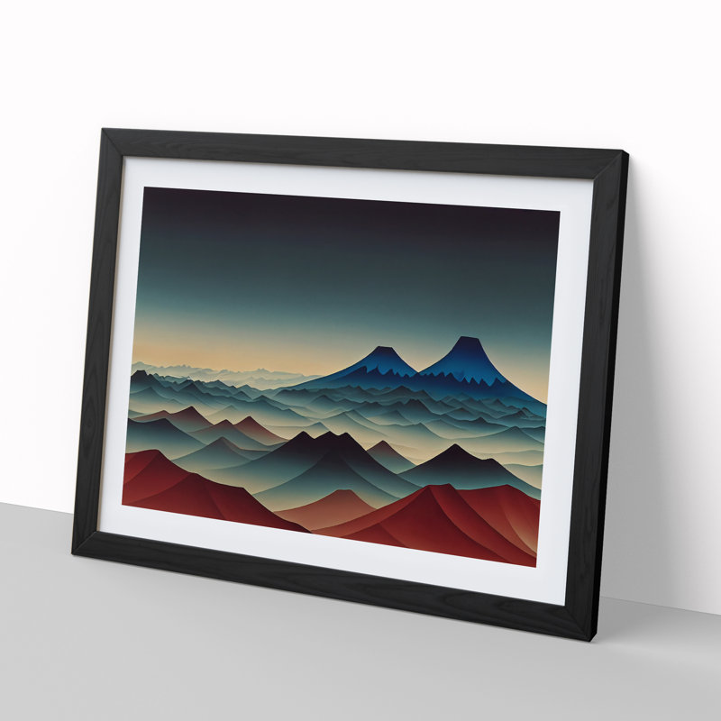 Fearless Japanese Mountains - Single Picture Frame Print, Black, 46cm H x 64cm W x 2cm D