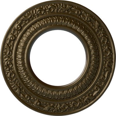 Endurathane Andrea Ceiling Medallion, 8 1/8"OD x 4 1/8"ID x 1/2"P (Fits Canopies up to 4 1/8"), Hand-Painted Brass Finish
