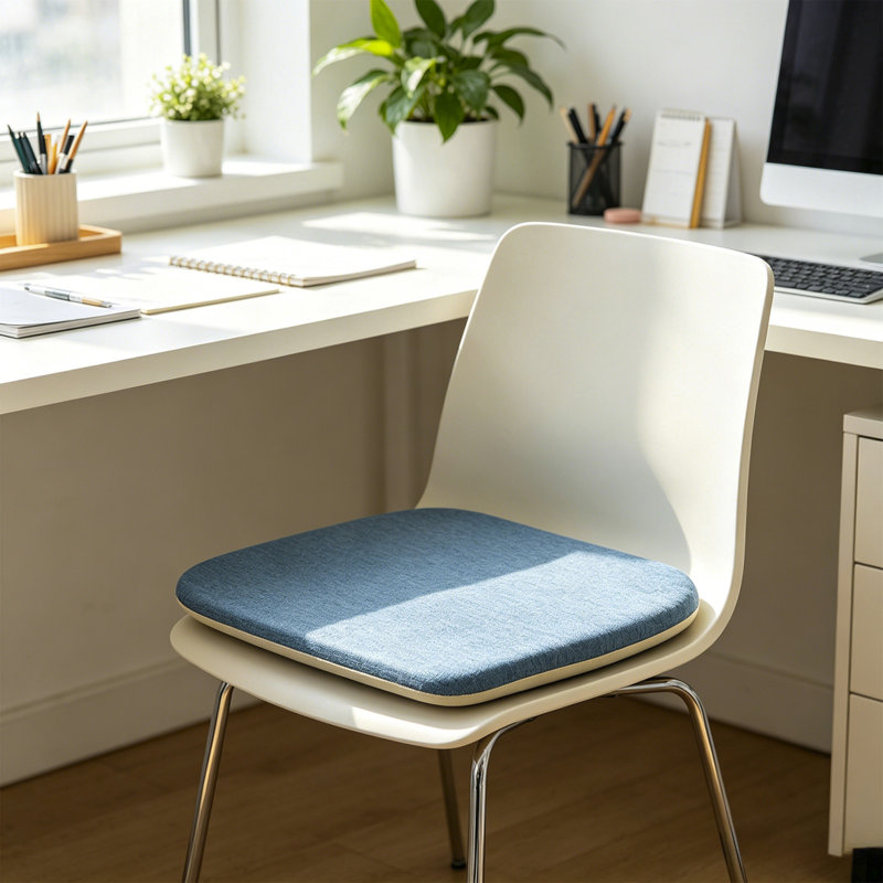 Summer Flax And Linen Horseshoe Shaped Chair Cushions Dining Chair Cushions With Straps Non-sliped, Blue