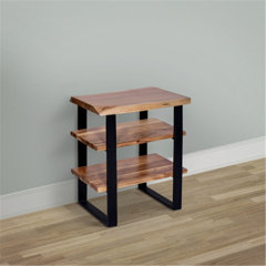 Facilehome Live Edge End Table,Rustic Solid Wood Small Coffee Table,Side  Table 21 Tall,for Sofa,Living Room/Bedroom