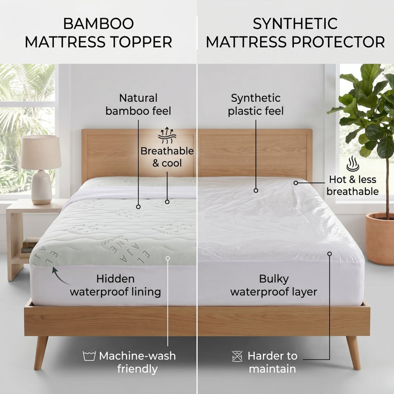 Ella Jayne Allergy-Free Bamboo Mattress Protector with Waterproof Lining Protection - Twin XL Size, Twin XL