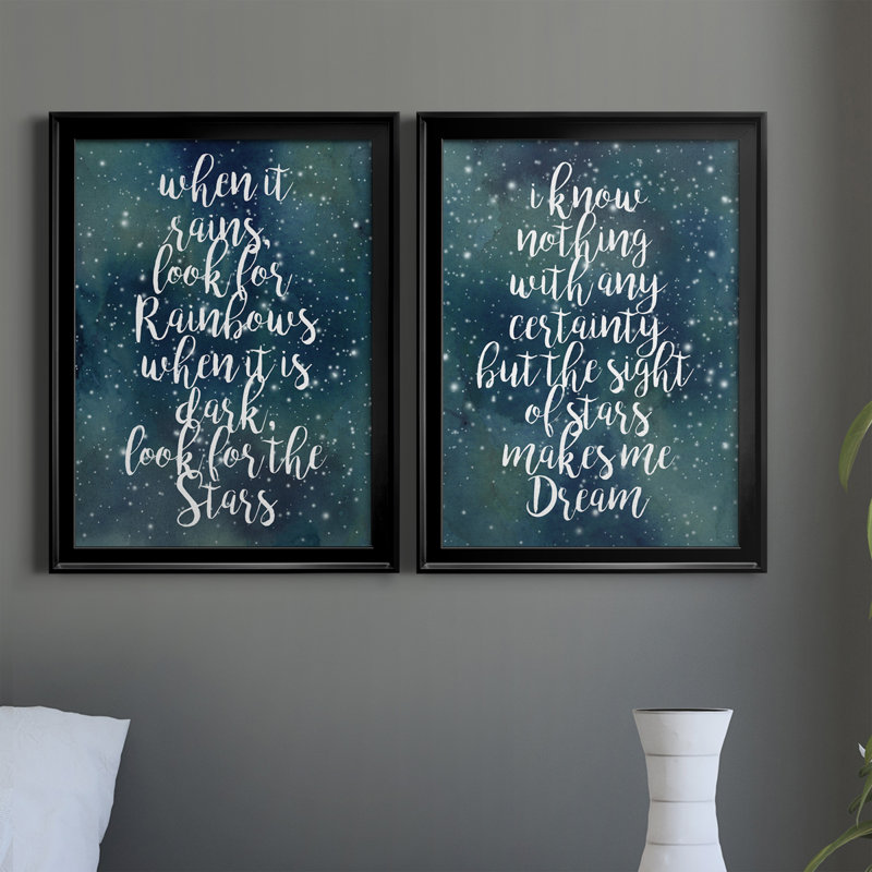 Galaxy Quote I - Ensemble de 2 encadrements d'art textuel sur toile, H 30,5 po x l 22,5 po x P 1,25 po, Cadre noir