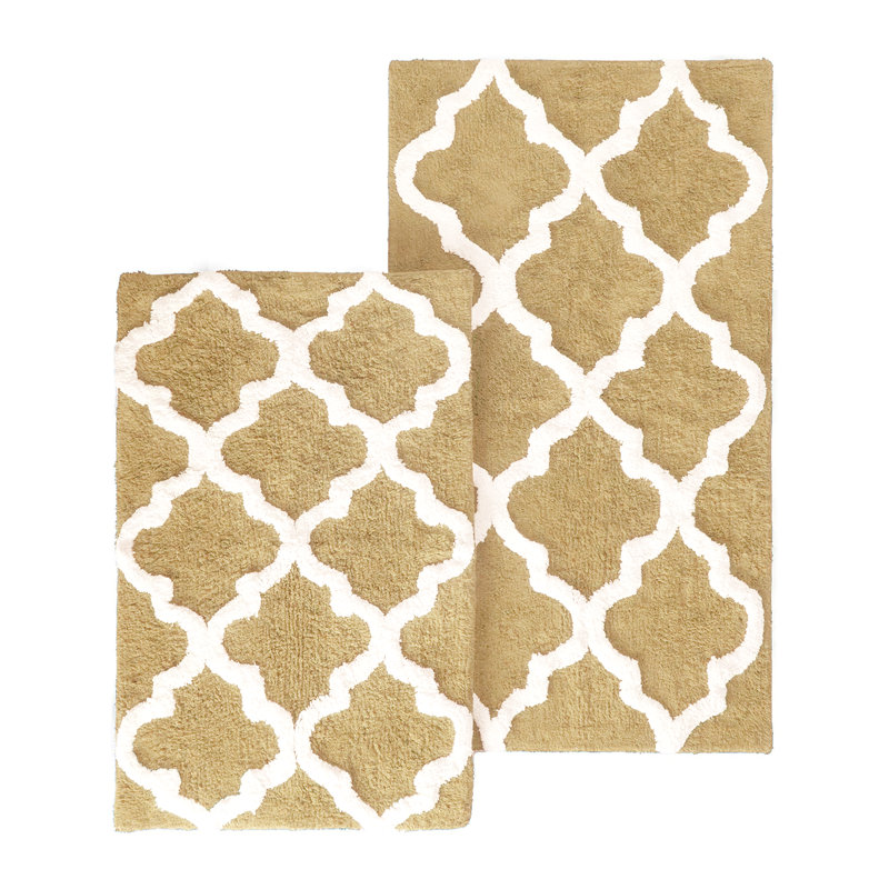 Ensemble de tapis de bain 2 pièces 100% coton Trellis, Beige