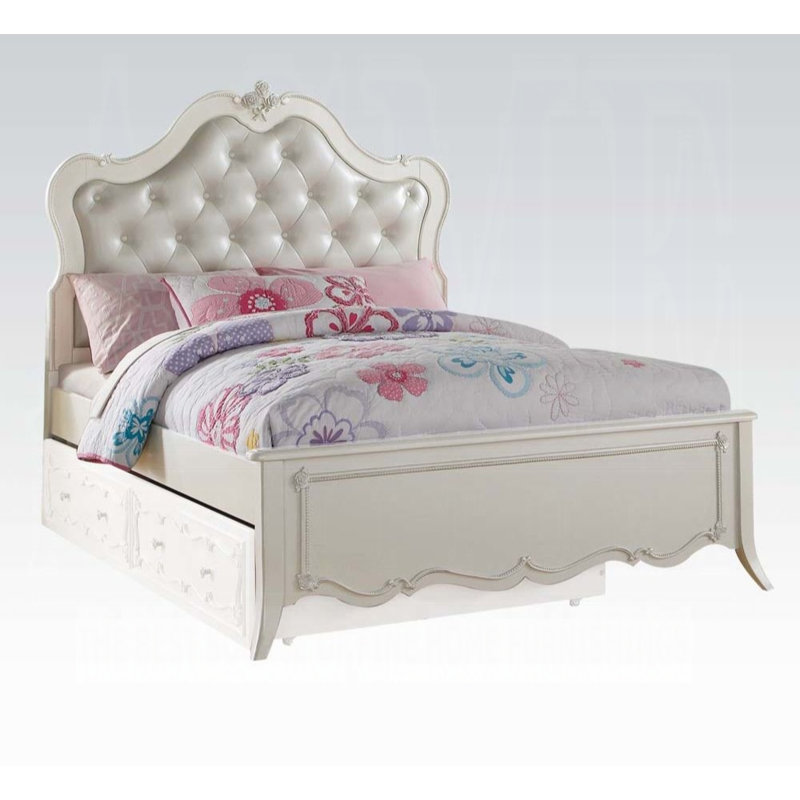 Lit plateforme en cuir Edalene, Simple