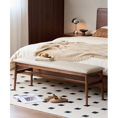 Banc rembourré en bois massif de style moderne de 49,21 pouces pour un usage domestique