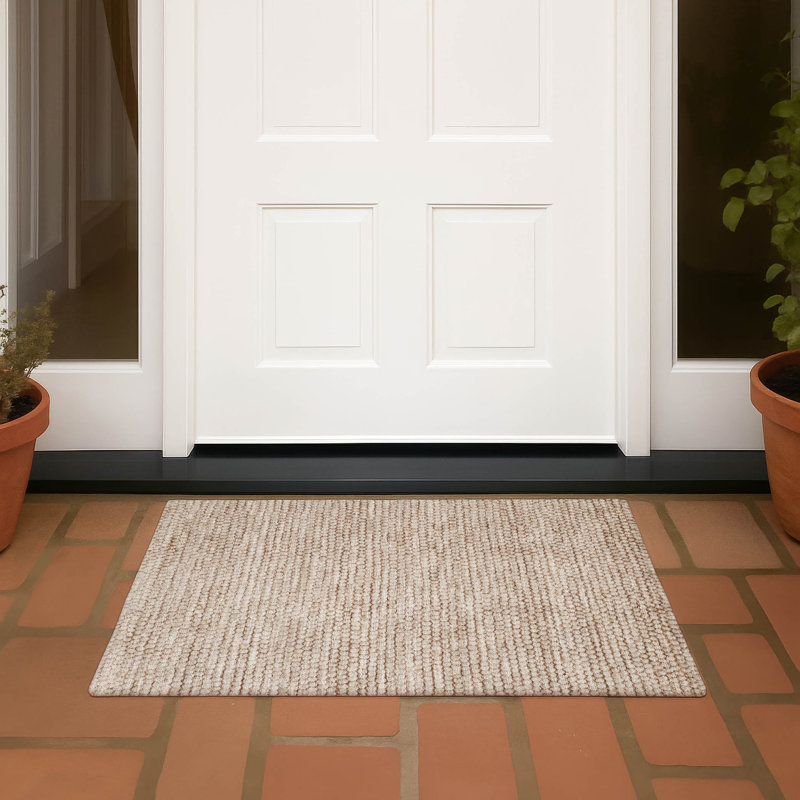 Machine Washable Indoor/Outdoor Chantille ACN2719 Striped Rug, 1'8" x 2'6", Beige