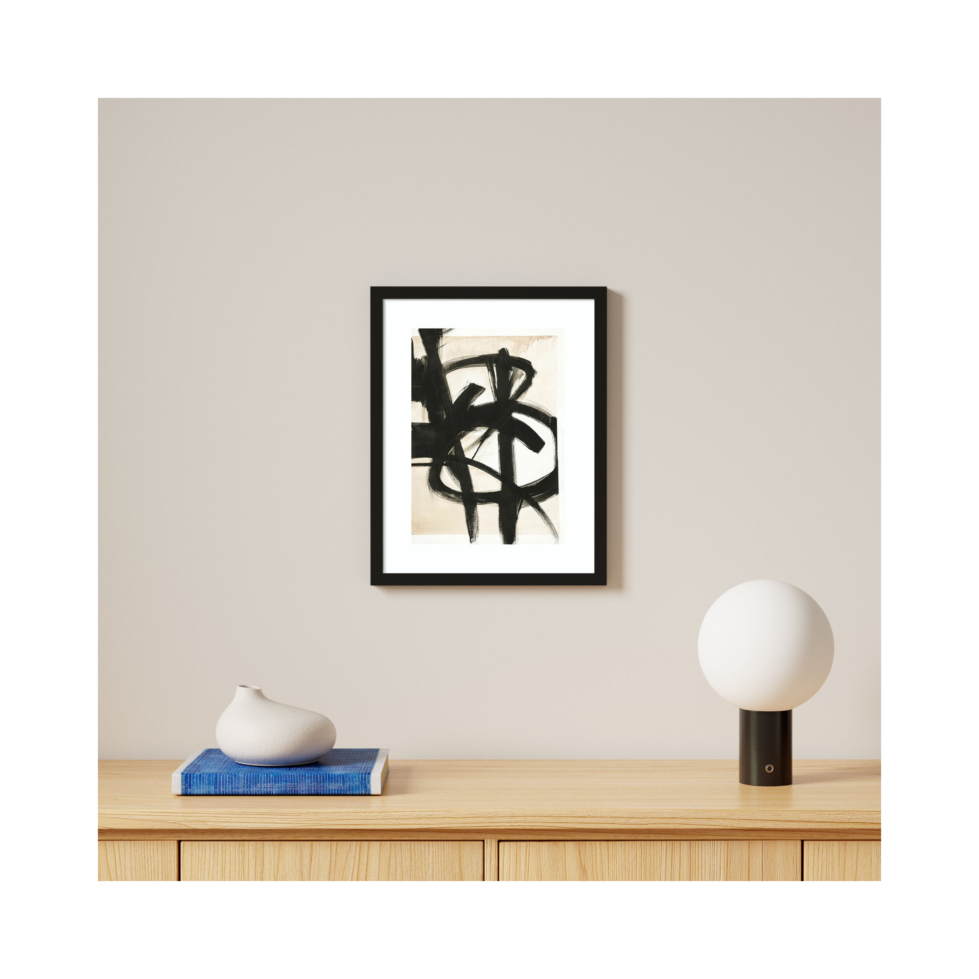 Graphical Shapes 7 by Design Fabrikken, Black Framed Paper, 19.12" H x 15.12" W x 0.88" D