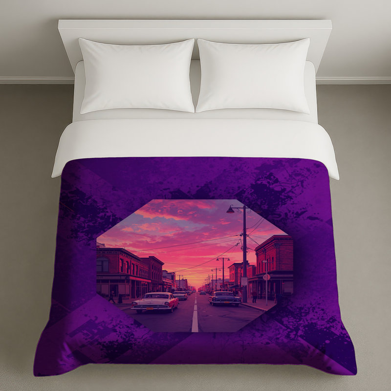 Housses de couette Sunset Urban Street Scene, Lit simple